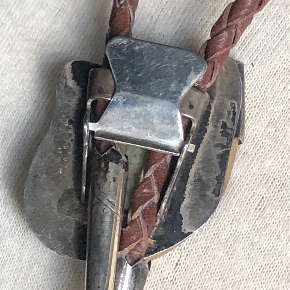 Vintage Native American Sterling Bennett Turquoise Carnelian Talon Claw Bolo - Picture 9 of 14